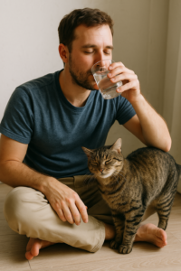 Zadowolony właściciel domu z czystą wodą – filtr już działa uzdatnianie wody Warszawa